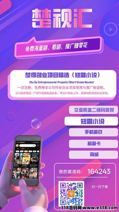 楚视汇盒，零撸广告赚 ，保底收益高，模式新颖，收益无上限，签到，最新模式