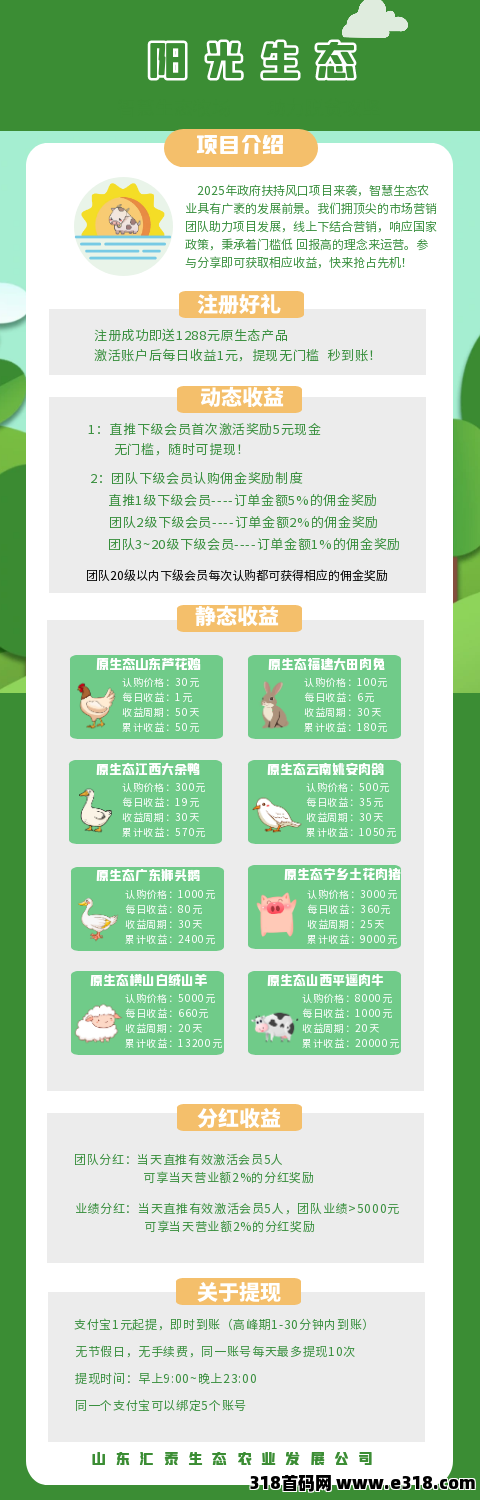 阳光生态火热上线，官方扶持，注册就送奖励可提现