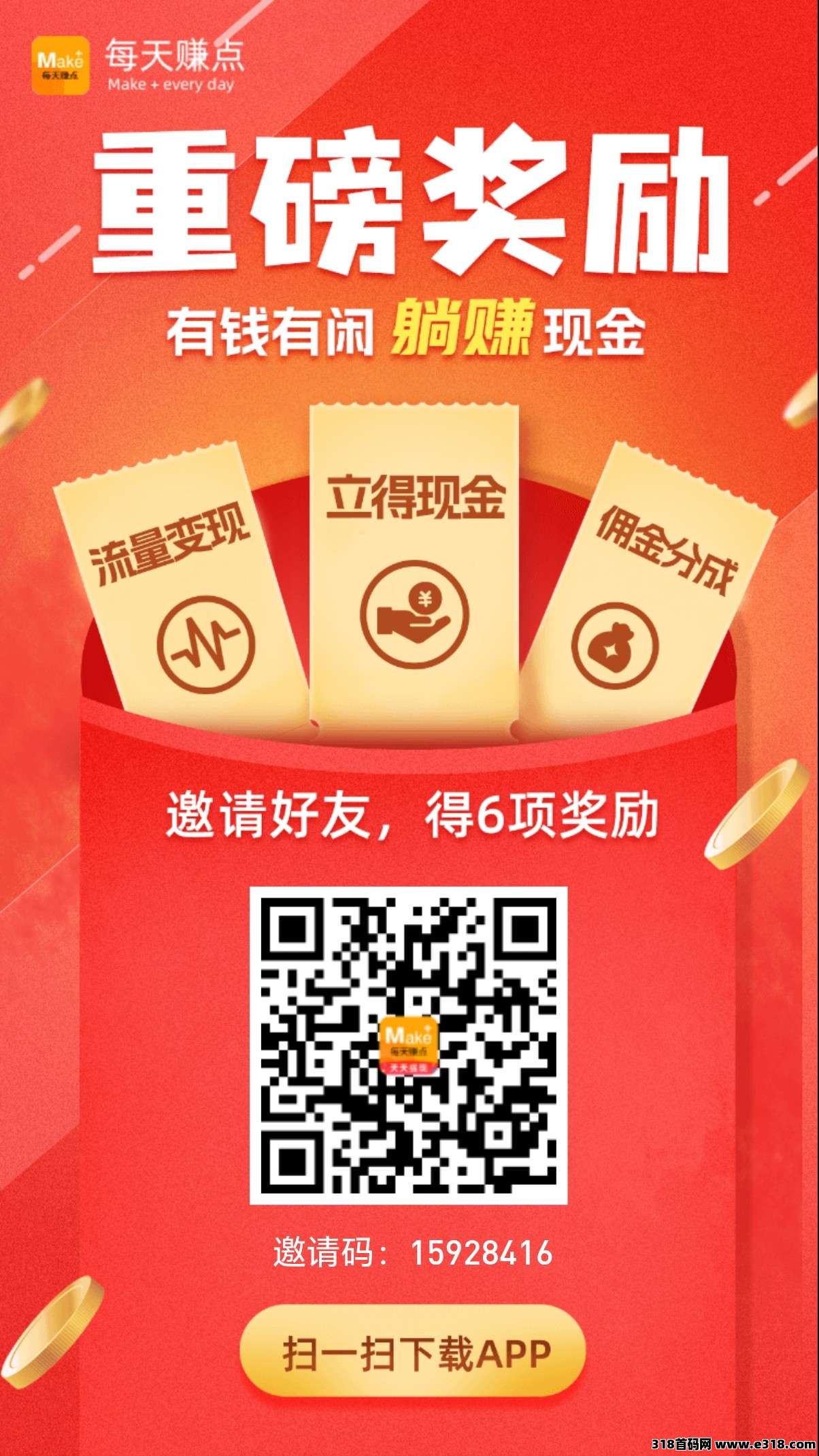 每日赚点上线，新的兼职平台每邀请一个好友得奖励