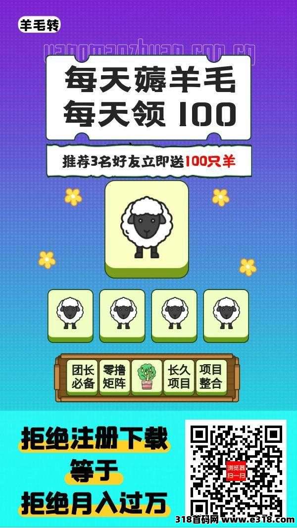 羊毛转零撸，广告赚，浏览赚，保底收益高，团队模式